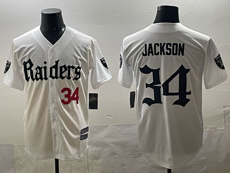 Men 2025 Oakland Raiders #34 Jackson white 6th generation Joint Name Nike Limited NFL Jersey style 02->oakland raiders->NFL Jersey